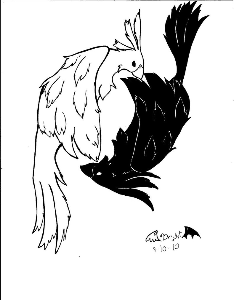 790x1012 White Phoenix And Black Wolf Yin Yang Tattoo Design Tattoo Ideas