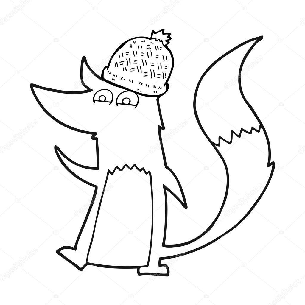 1024x1024 Black And White Cartoon Little Wolf Stock Vector