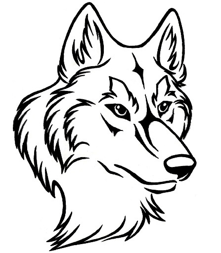 447x512 Line Art Wolf Head
