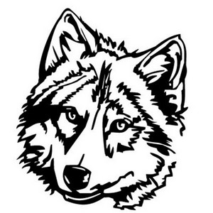 300x300 Black And White Wolf Clipart