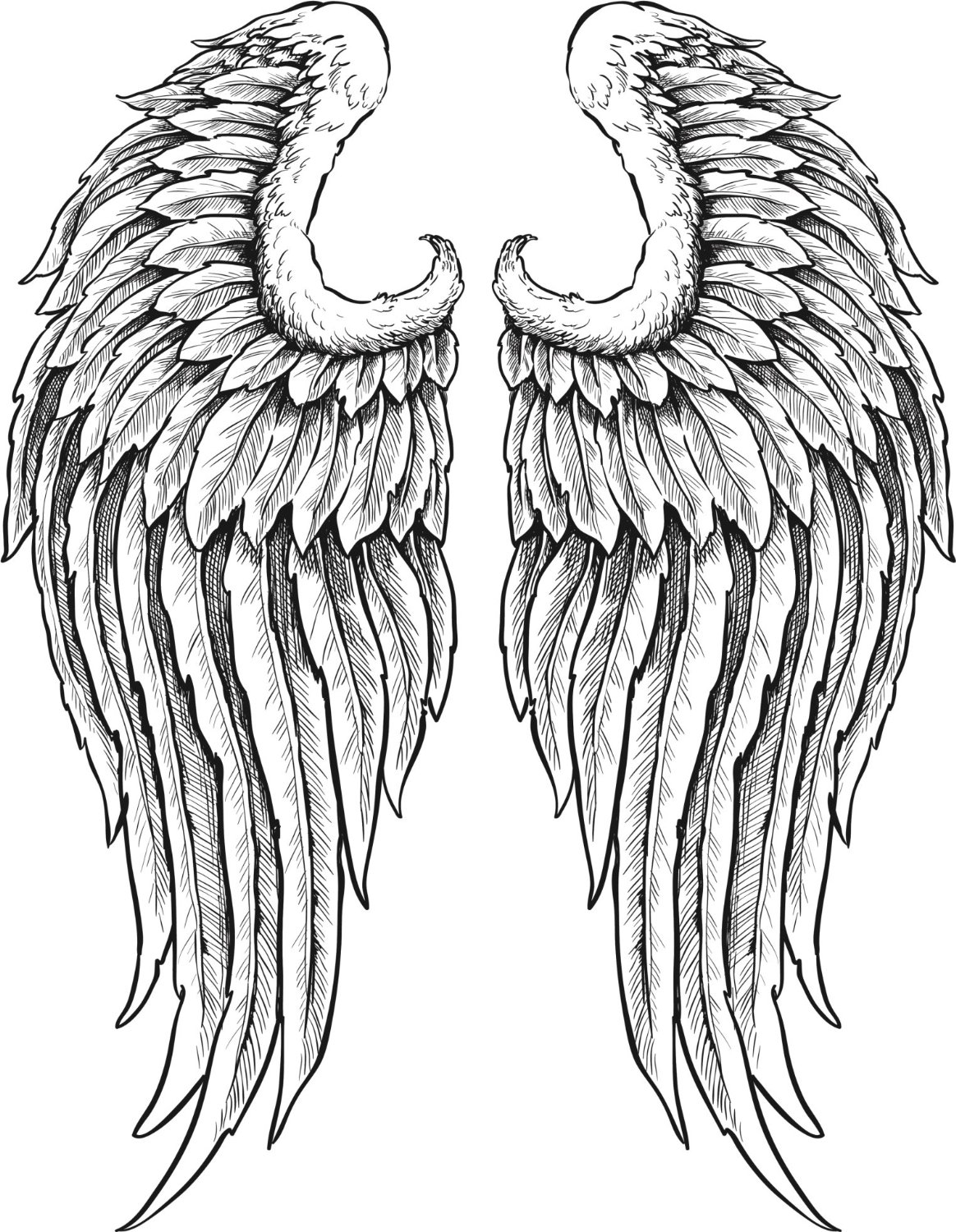 1164x1500 Black And White Angel Wings
