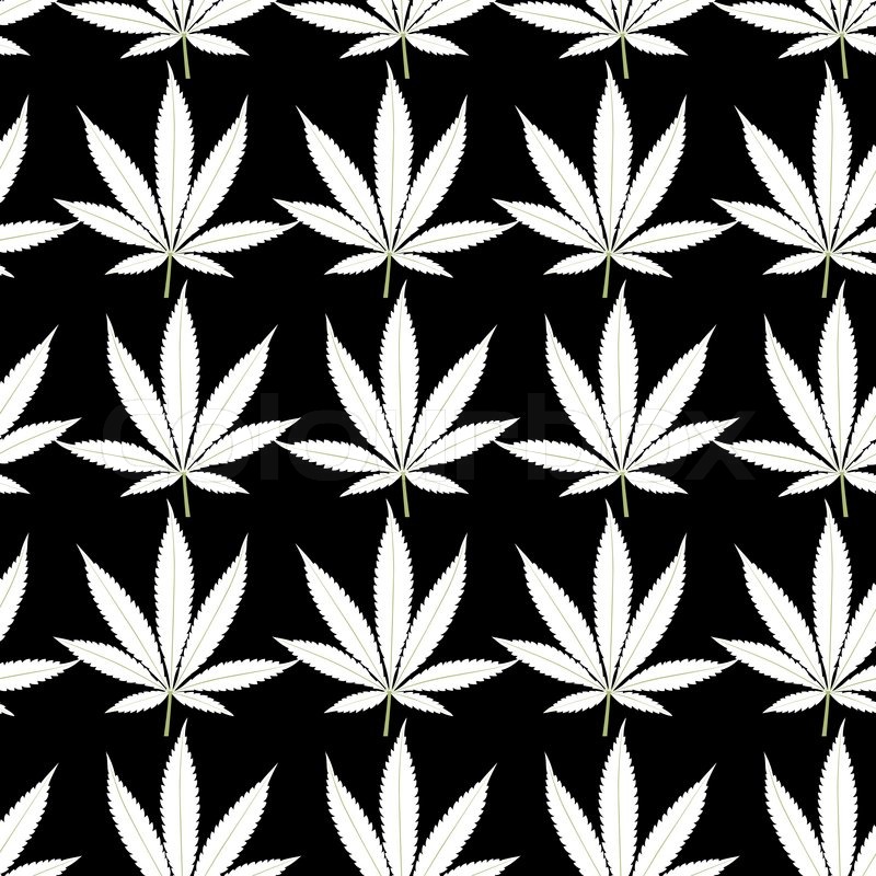 800x800 Seamless Marijuana White Leaves On Black Background Pattern