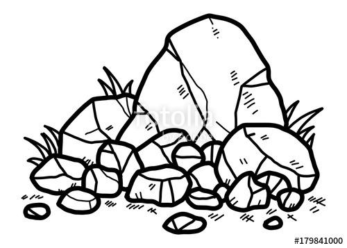 500x357 Rocks Cartoon Vector And Illustration, Black And White, Hand