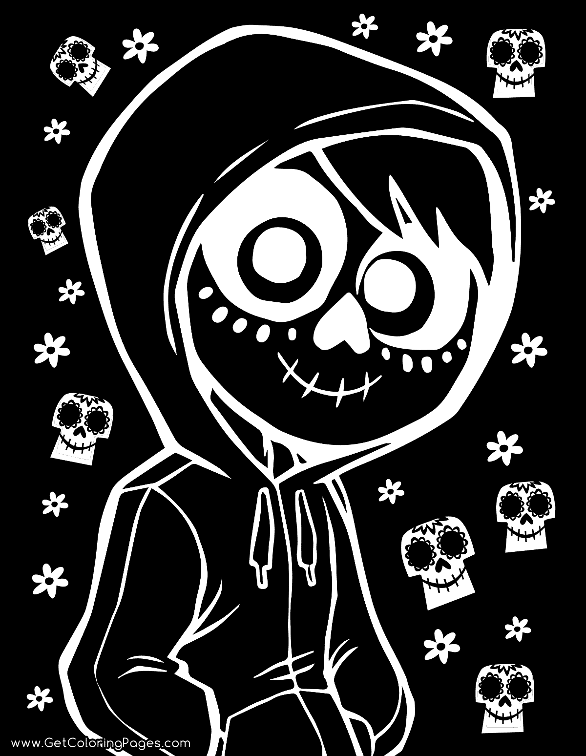 1200x1548 Coco Miguel Colouring Pages Black Background