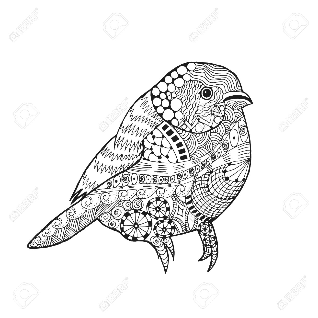 1300x1300 Zentangle Stylized Bird. Animals. Black White Hand Drawn Doodle
