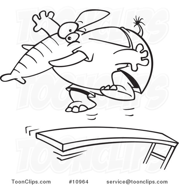 581x600 Cartoon Blacknd White Line Drawing Ofn Elephant Jumping On