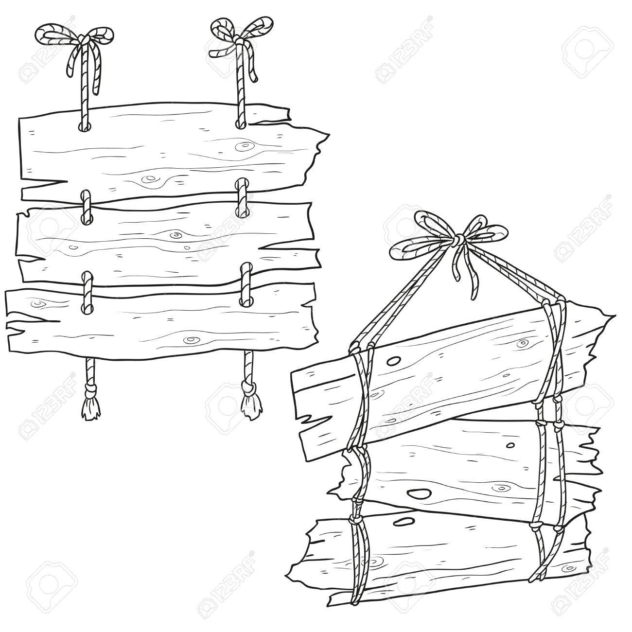 1300x1300 Pointers Directions. Wooden Plate. Vector Sketch. Hand Drawing