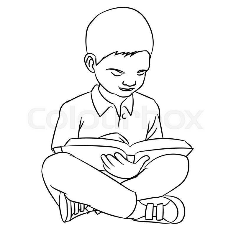 800x800 Hand Drawn Sketch Of A Boy Make Reading, Character Cartoon