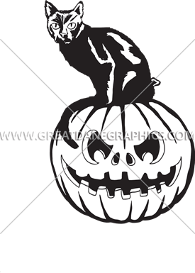 275x385 Black Cat On Pumpkin Production Ready Artwork For T Shirt Printing