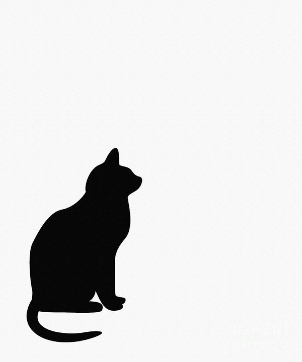 600x720 Black Cat Silhouette On A White Background Art Print By Barbara