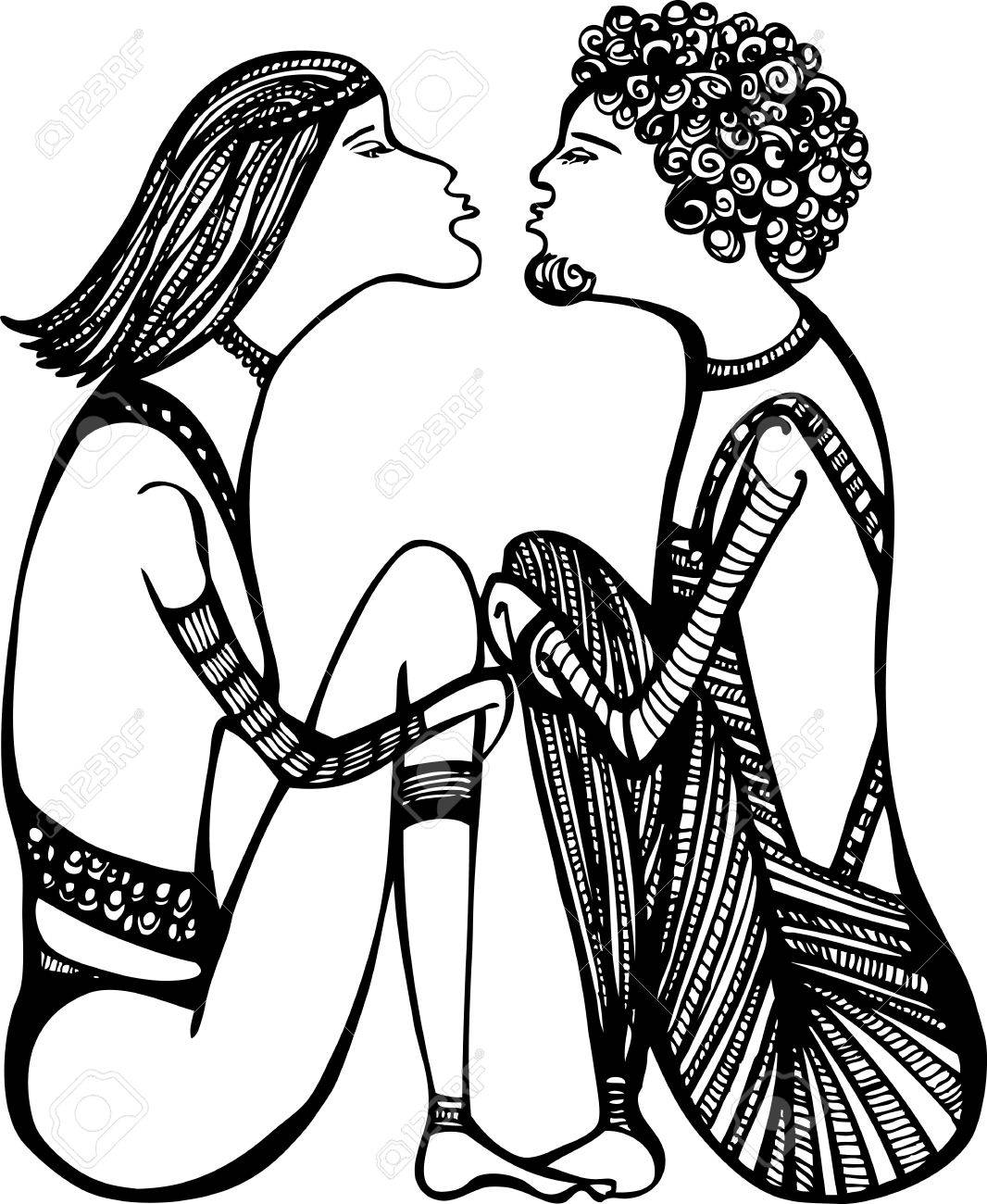 1066x1300 Sketch Of A Love Couple, Ready To Kiss Black And White Drawing