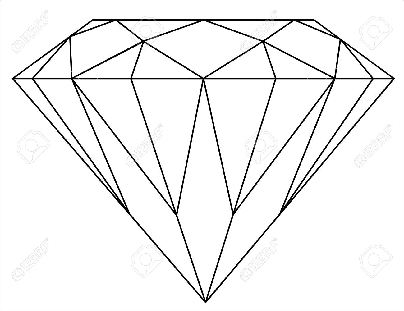 1300x1001 Simple Black And White Diamond Outline Icon Or Symbol Vector