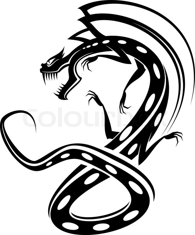 666x800 Isolated Tattoo Of Black Dragon On White Stock Vector Colourbox
