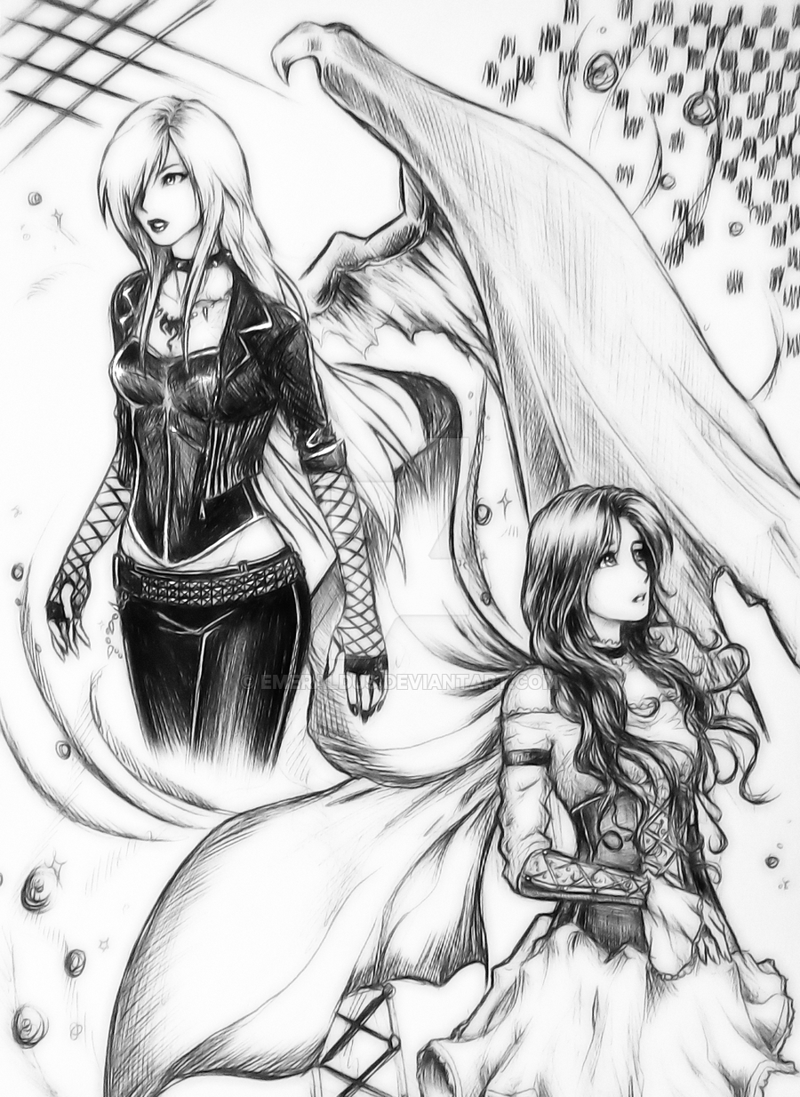 900x1234 Black Dragon And Fairy Dragon By Emeraldus