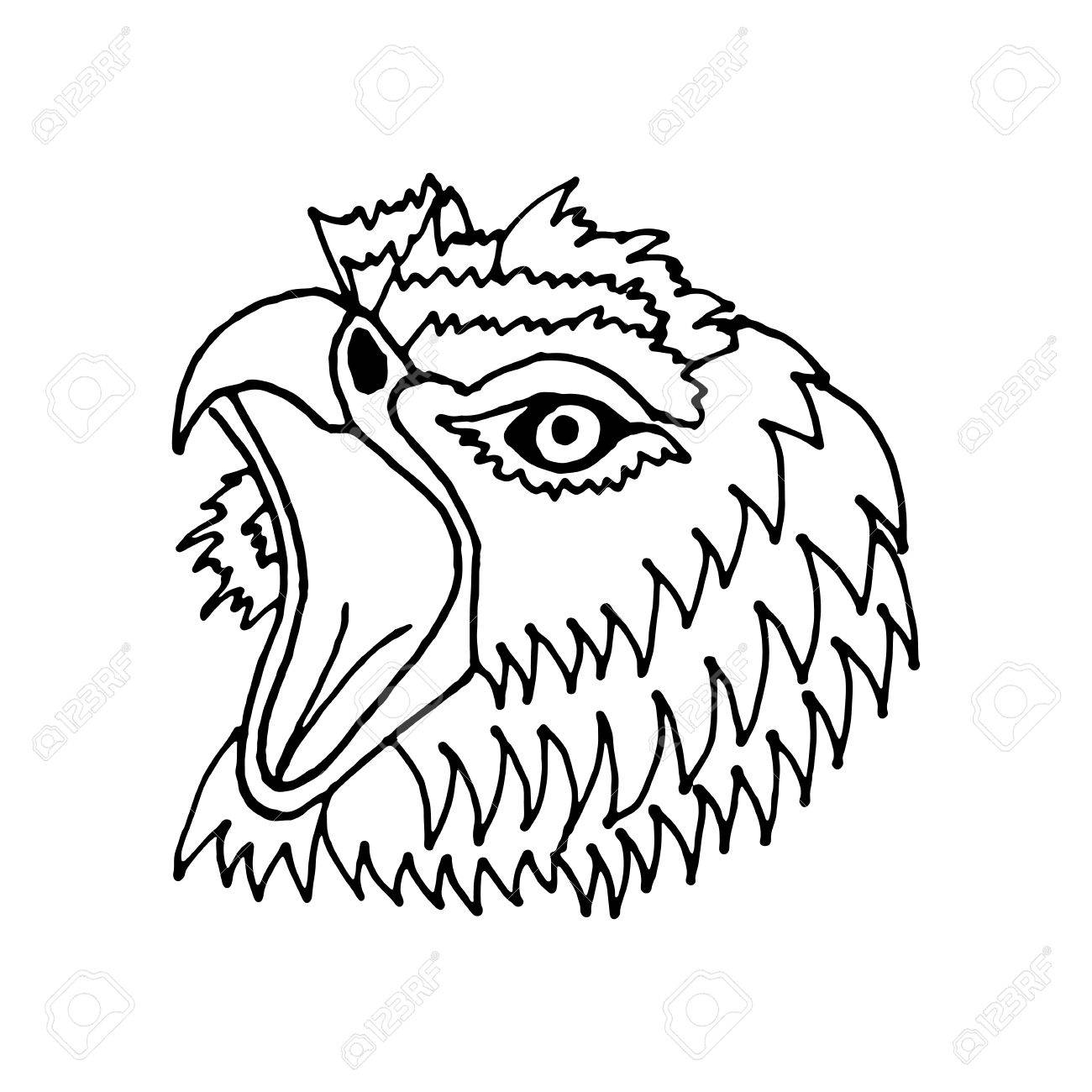 1300x1300 Hand Draw Eagle's Head In The Style Of The Sketch, On Black