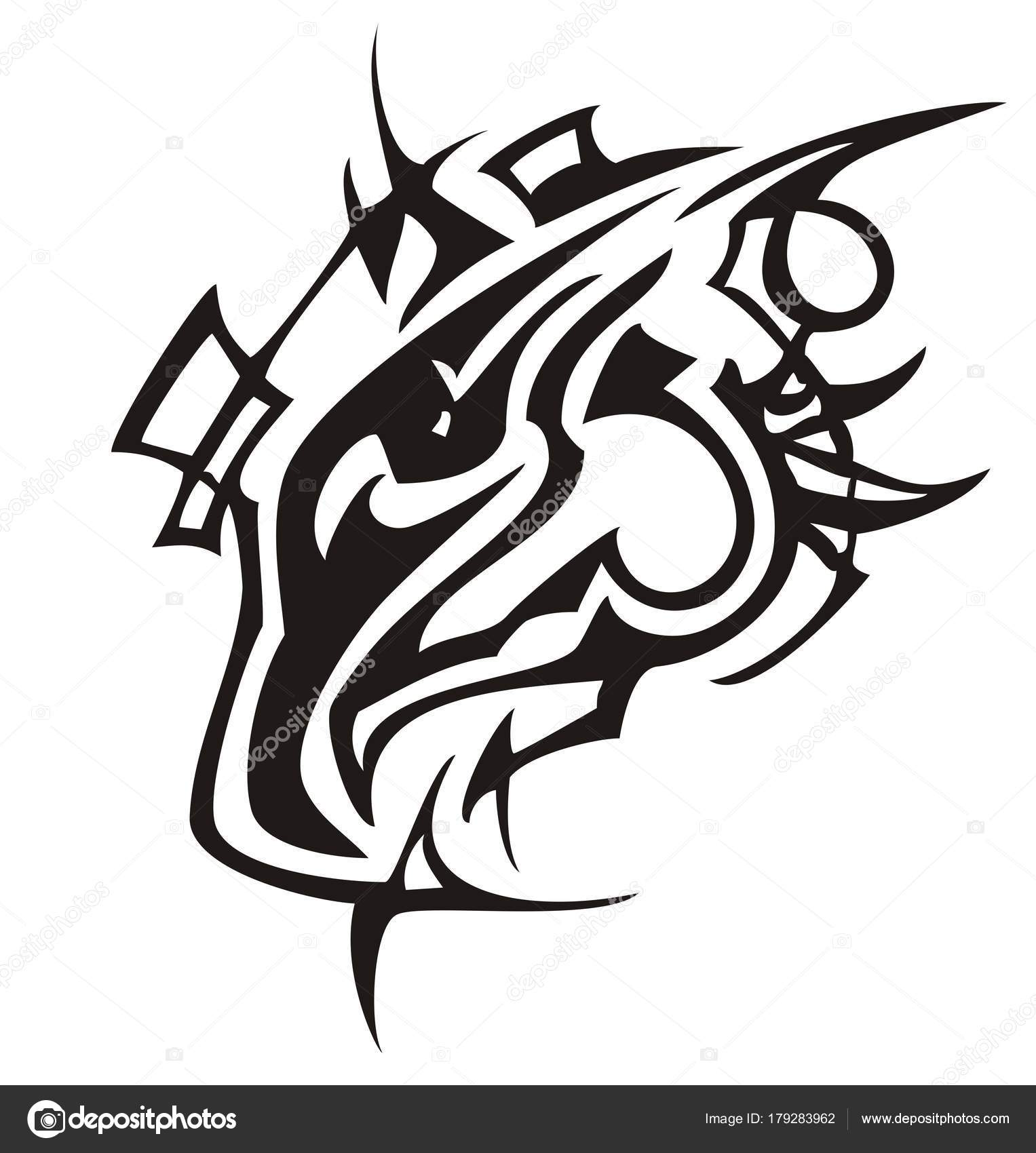 1527x1700 Tribal Eagle Head Linear Pattern Stylization Peaked Black Eagle