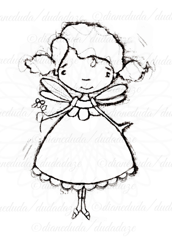 570x798 Black Eyed Susan Flower Fairy Digital Stamp