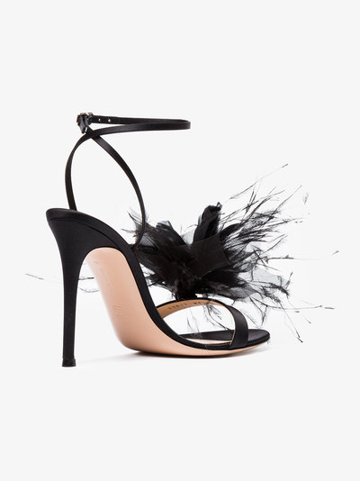 400x534 Gianvito Rossi Black Feather Flower 105 Sandals Sandals Browns