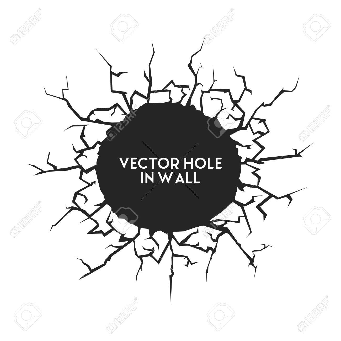 1300x1300 Black Hole In The Wall And Cracks With Place For Your Text