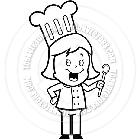 460x460 Kid Chef (Black And White Line Art) By Cory Thoman Toon Vectors