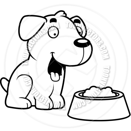 460x460 Cartoon Labrador Retriever Dog Food (Black And White Line Art) By