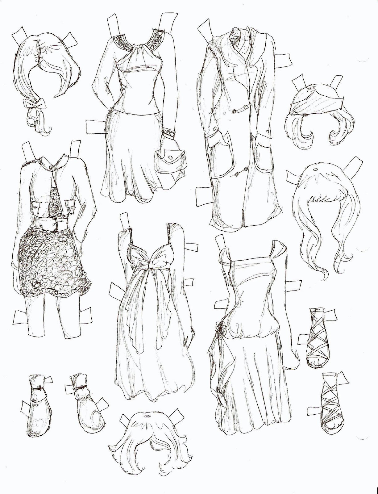 1225x1600 Miss Missy Paper Dolls Lacy Paper Doll Black And White