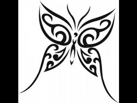 480x360 Pink And Black Pen Butterfly Tattoo