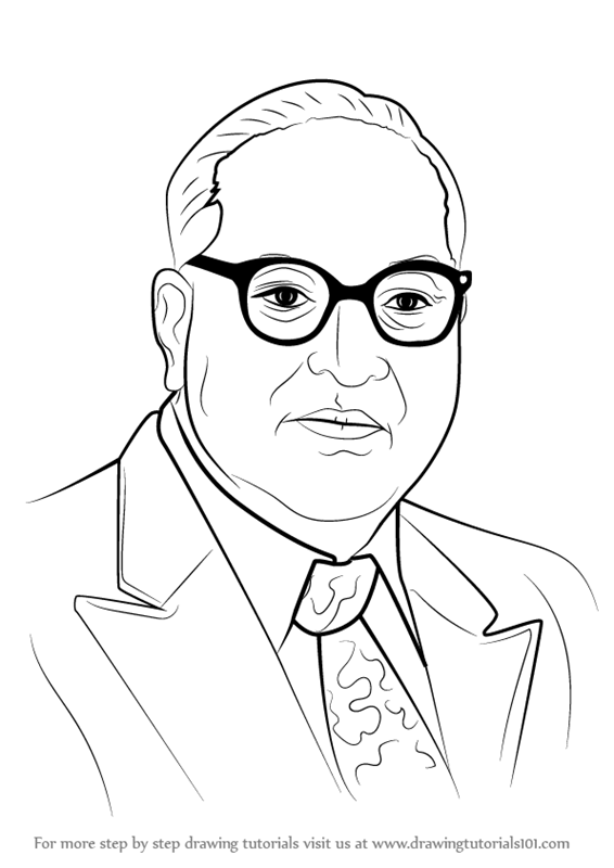 566x800 Learn How To Draw Babasaheb Ambedkar (Politicians) Step By Step