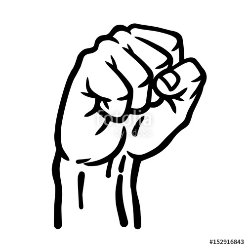 500x500 Raised Fist Of Strong Man. Hand Drawn Vector Illustration