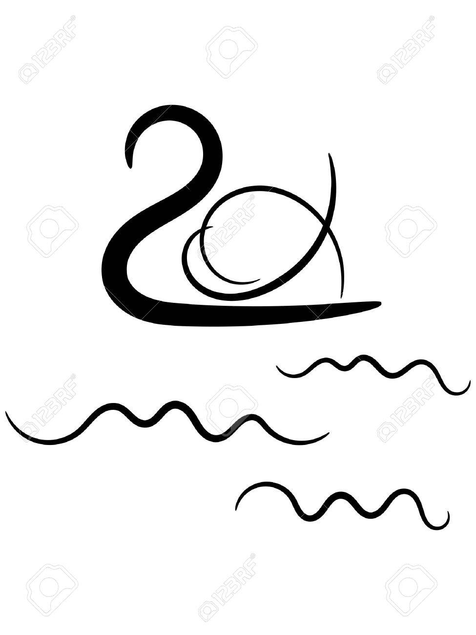 975x1300 Black Swan On River Or Lake With Wave Royalty Free Cliparts