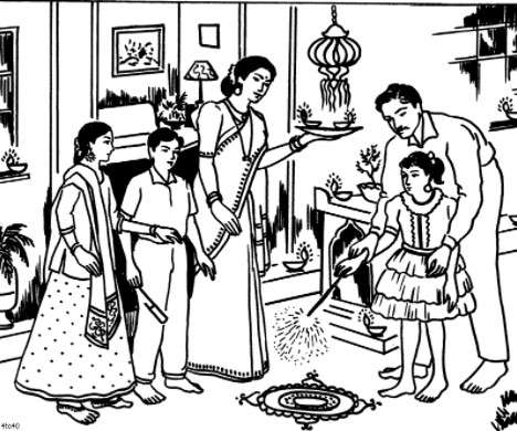 468x390 Diwali Paintings, Drawing Pictures, Scene, Diwali Sketch For Kids