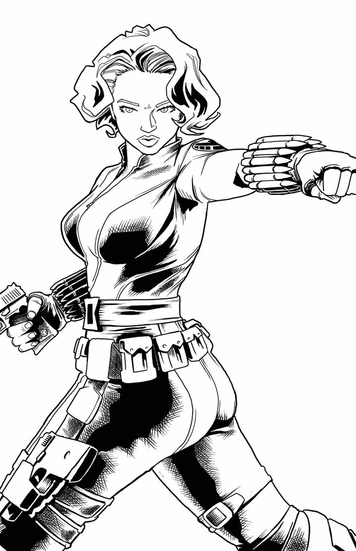 719x1111 Black Widow Lineart By Artistjerrybennett