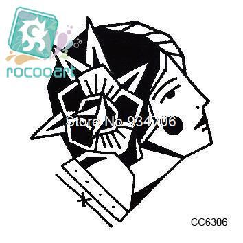 354x354 Rocooart Cc6306 6x6cm Vintage Old School Style Black Sketch Women