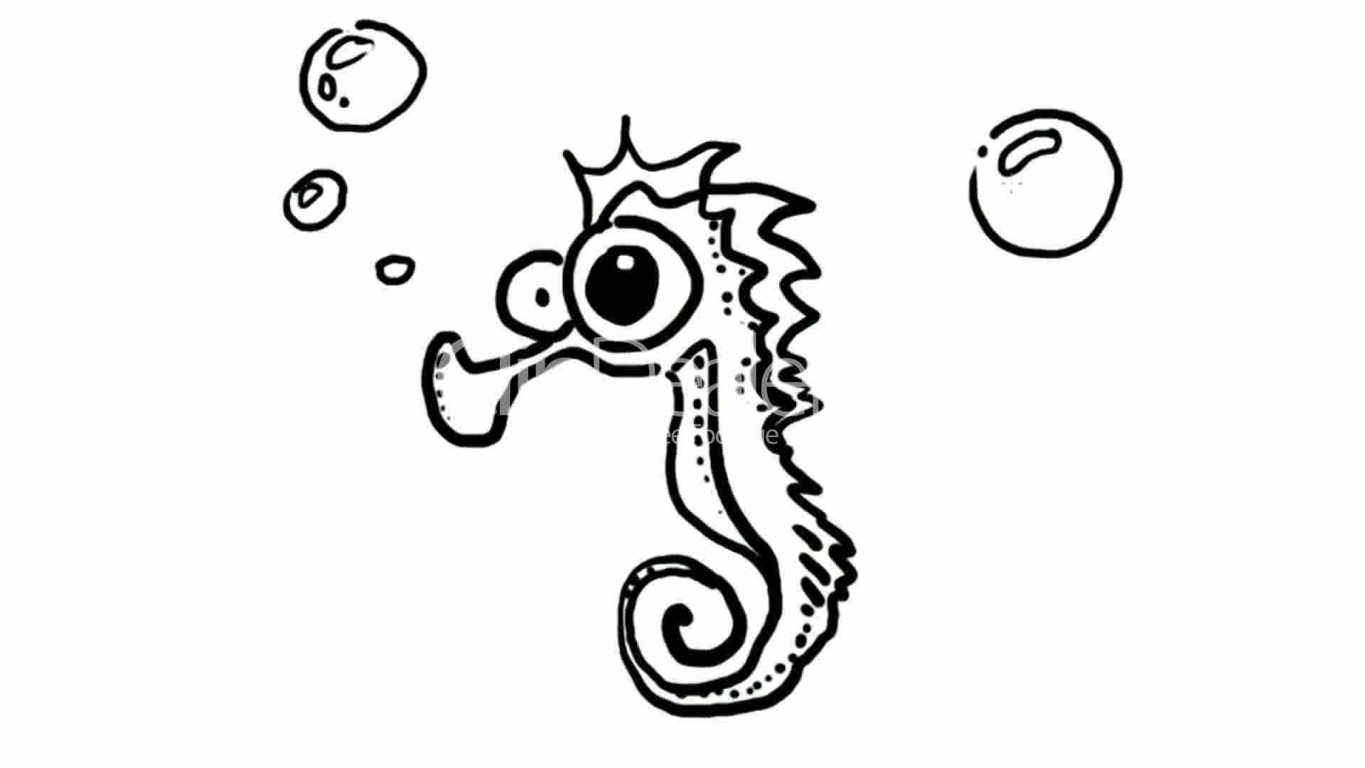 1920x1080 Drawing Of Hippocampus Sea Horse,hand Painting Video Material