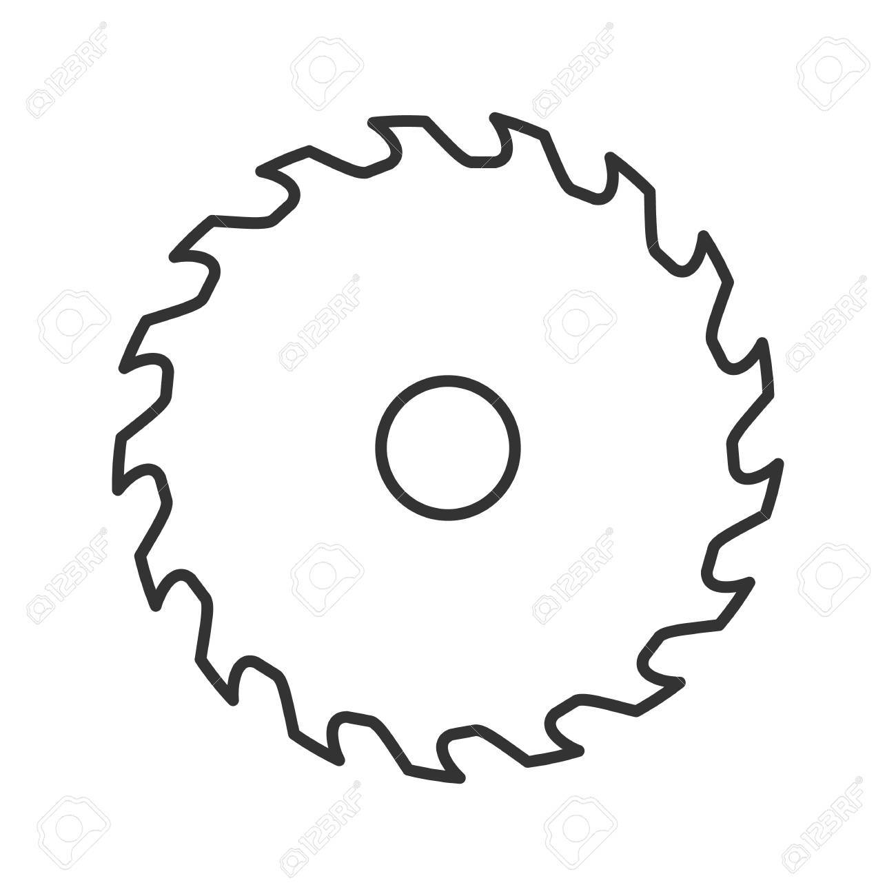 1300x1300 Circular Saw Blade Linear Icon. Thin Line Illustration. Wheel