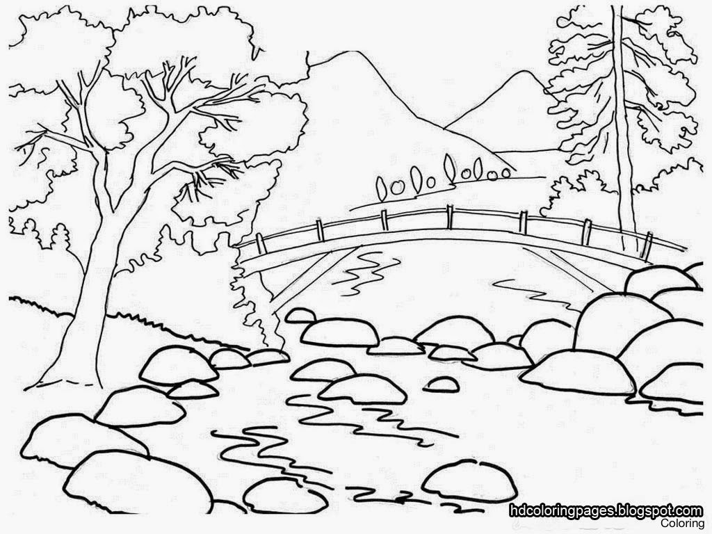 1024x768 Scenery Drawings For Kids Drawing Printable Editable Blank