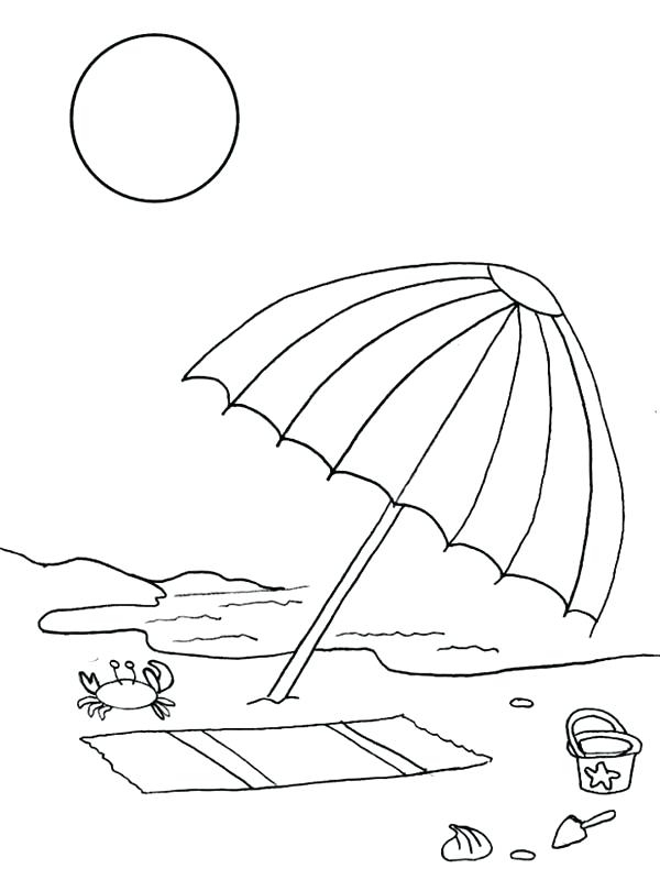 600x800 Drawing Page Online A Kids Drawing Of Beach Umbrella Coloring Page