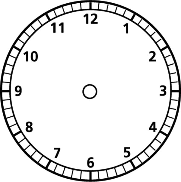 600x602 Analog Clock Blank Face Coloring Pages Bulk Color