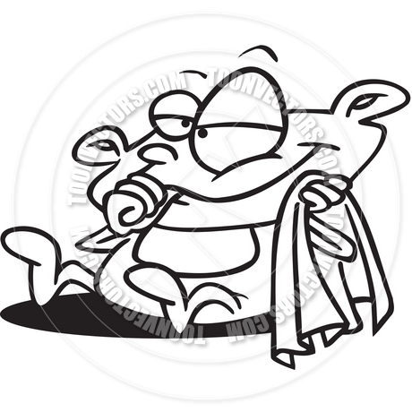 460x460 Cartoon Baby Blanket (Black And White Line Art) By Ron Leishman