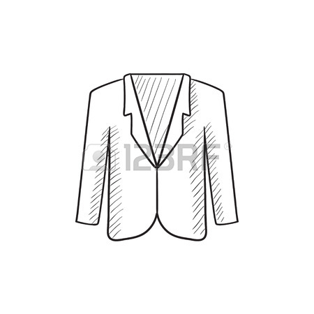 450x450 Male Jacket Vector Sketch Icon Isolated On Background. Hand Drawn