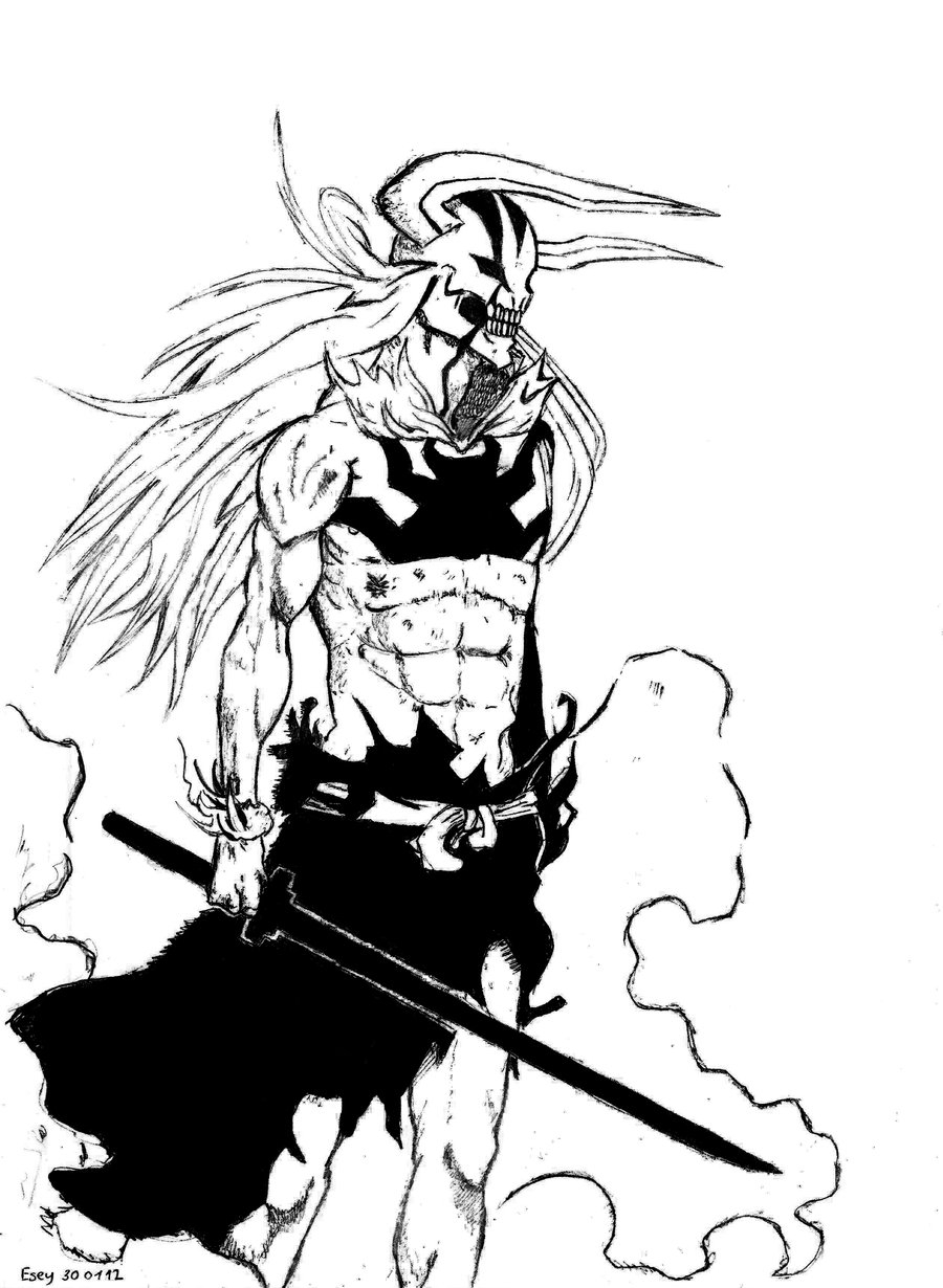900x1230 A Really Good Drawing Of Ichigo As A Hollow. Bleach Drawing