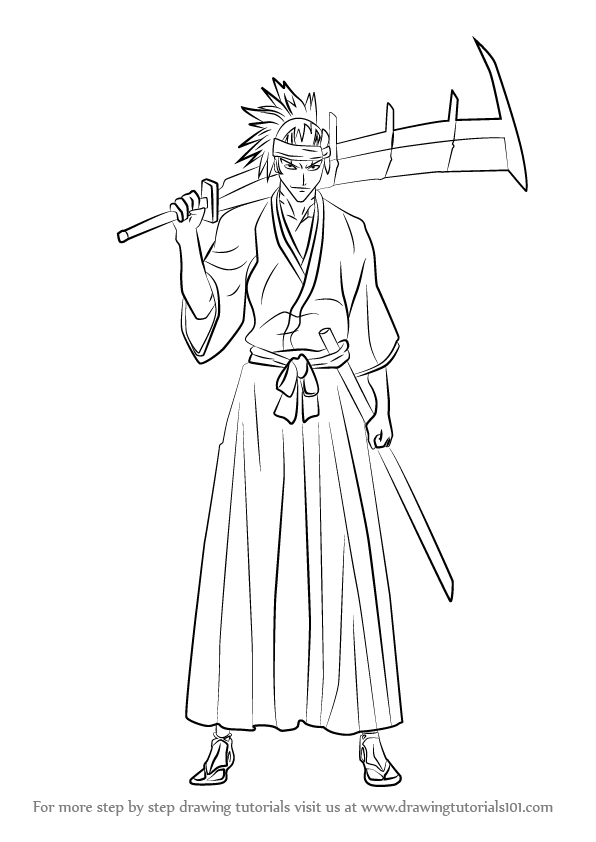 596x842 Learn How To Draw Renji Abarai From Bleach (Bleach) Step By Step