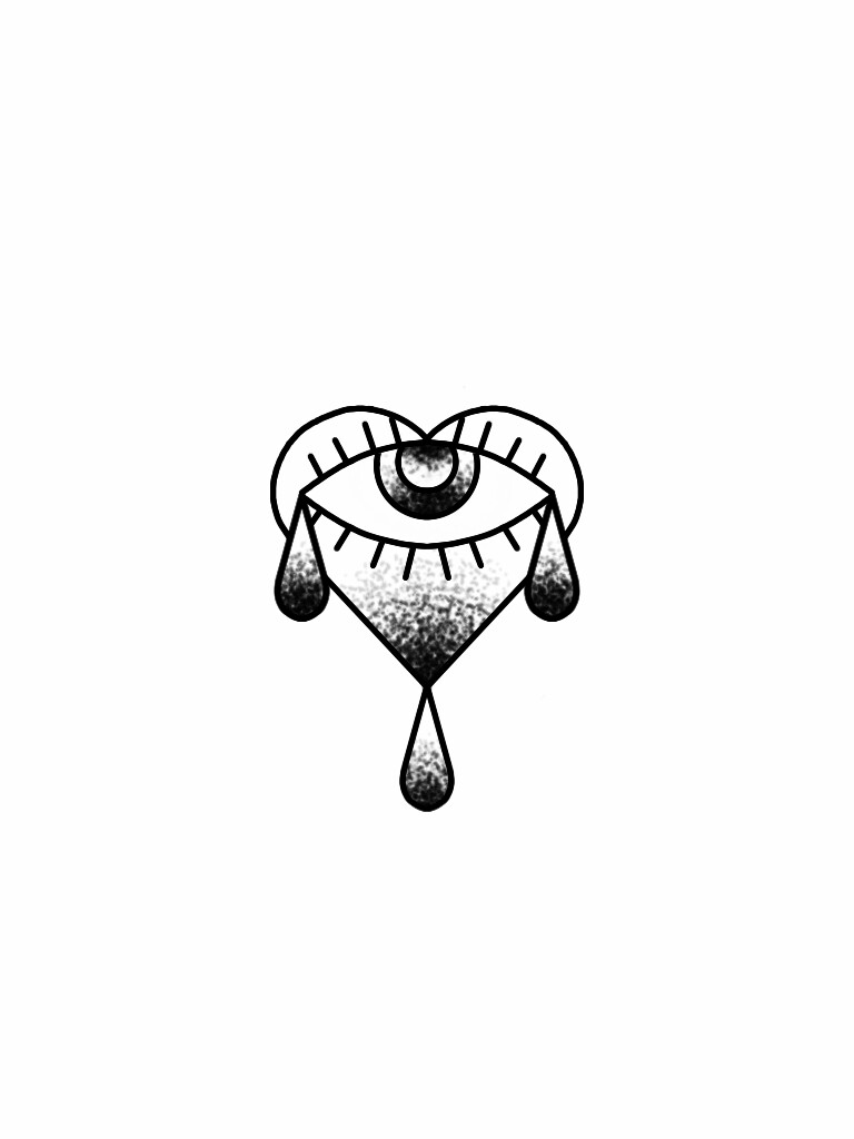 768x1024 Third Eye Bleeding Heart Tattoo Flash Design By Nico Di Pisarro