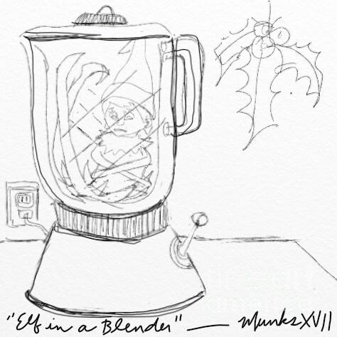 474x474 Elf In A Blender Drawing By John Stillmunks