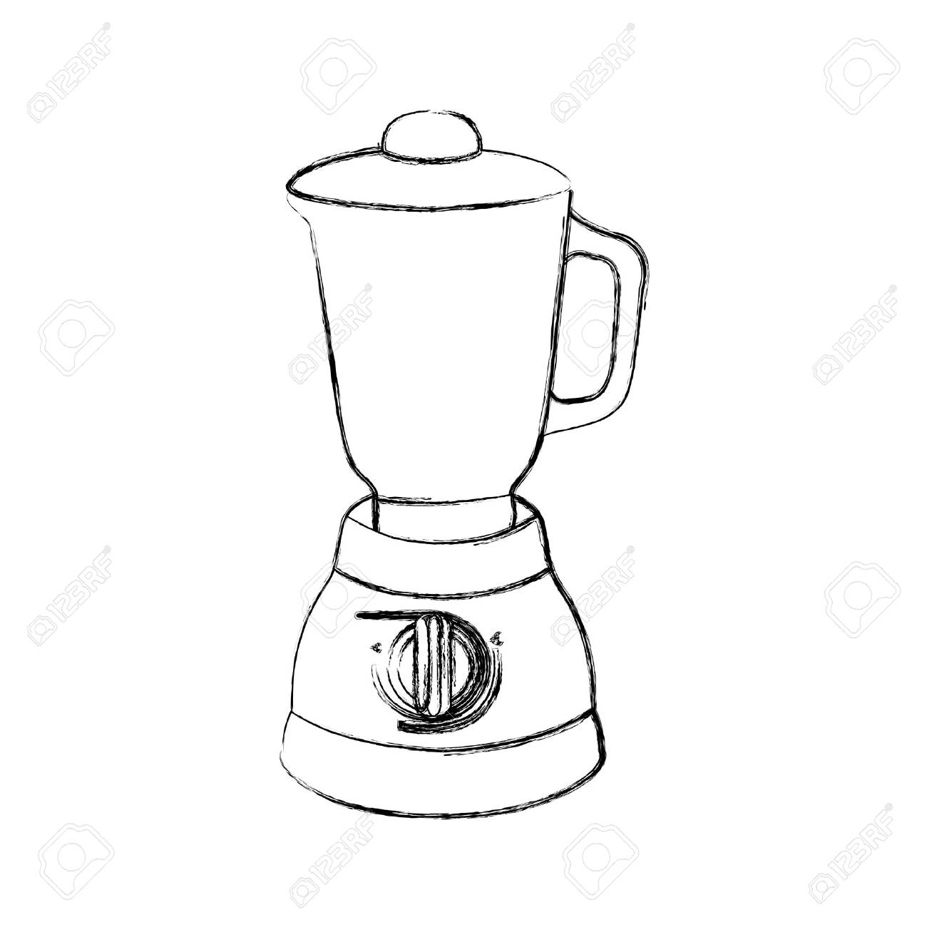 1300x1300 Monochrome Sketch Of Kitchen Blender Vector Illustration Royalty