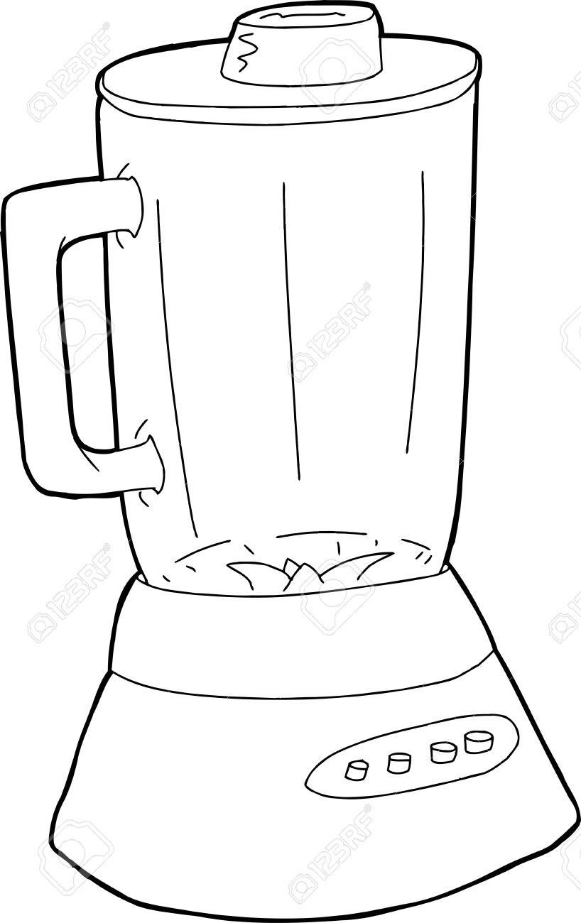 818x1300 Outline Of Hand Drawn Cartoon Blender With Glass Jar Royalty Free