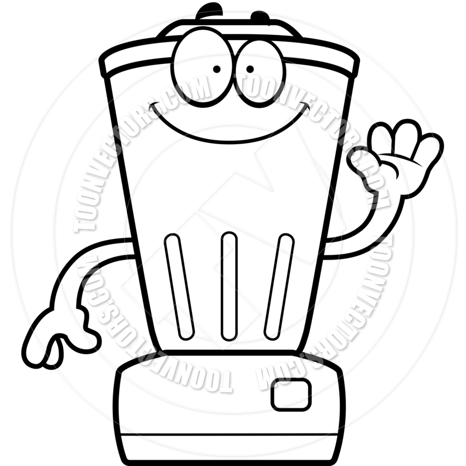 940x940 Cartoon Blender Waving (Black And White Line Art) By Cory Thoman