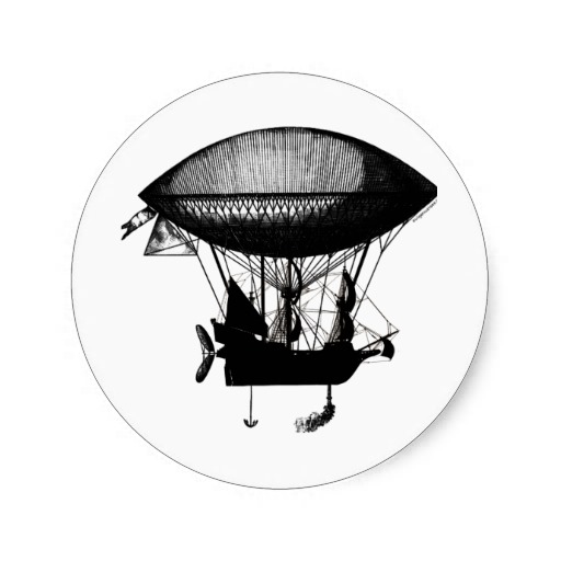512x512 Steampunk Pirate Airship Round Sticker Zazzle Christmas
