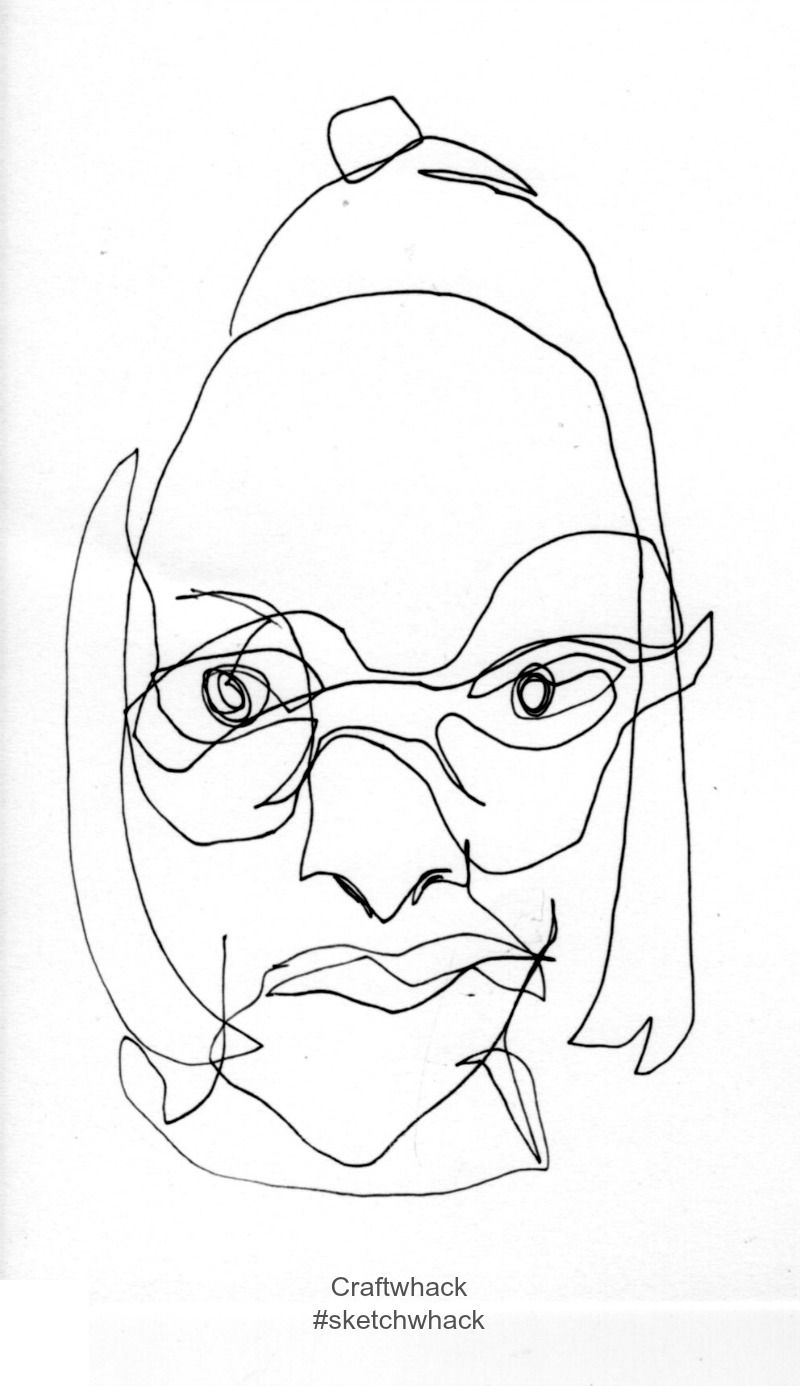 800x1386 Blind Contour Self Portrait