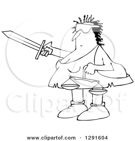 450x470 Clipart Of Blacknd White Cavewoman Lady Justice